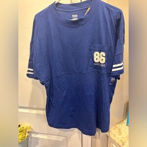 VS PINK Blue Pocket Tee shirt White Logo  NWT Small
